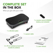 Tunturi Cardio Fit V30 vibrationsplatta med tillbehör mot vit bakgrund