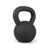 PRO Kettlebell i svart gjutjärn med rund kropp och brett handtag sedd framifrån.
