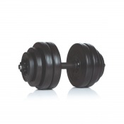 Vinyl Dumbbell Set 15 kg – hantelset med svarta viktskivor i vinyl och raka grepphandtag i metall.