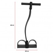 Roddmaskin med fotstöd, handtag och böjd stång i svart utförande sedd ovanifrån.