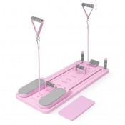 Gymstick Pilates V Reformer Board i färgen Pink Lotus med motståndsband, glidplattor och knädyna