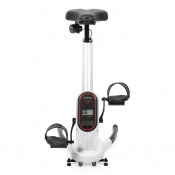 Motionscykel Gymstick Desk Bike med kompakt ram, integrerat skrivbord och vit färg, sedd framifrån