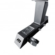 Monterad träningsbänk med kompakt och utrymmesbesparande design – idealisk för effektiv förvaring.