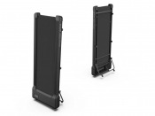 Detaljbild på två vertikala stöddelar i svart utförande till Master Fitness W13 gåband, visade fristående