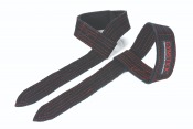 Lifting straps i läder med ögla och förstärkta sömmar i svart utförande.