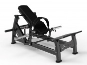 Hip-thrust maskin i grå lackering och svart klädsel med vit bakgrund