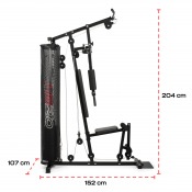 Home Gym HG2.0 med mått för höjd, bredd och djup