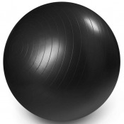 Svart gymboll med rund form och slät yta.