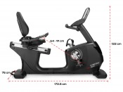 Recumbent motionscykel Gymstick PRO20.0 placerad fristående med låg instegshöjd och bred fotplatta