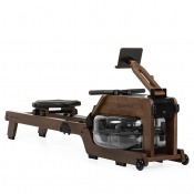 GRW Fusion Rower Classic roddmaskin med träfinish, lång skena, vattenbaserat motstånd och sits på rullhjul i ljust utförande