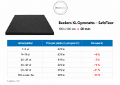 Stafflade priser Bonkers XL gymplatta 100x100 cm 20 mm – mängdrabatt per platta, pris från 449 till 389 kr