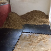 Hästbox med stallmatta före/under strö – pusselstallmatta 20 mm gummi