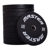 Master Fitness X Fit Set viktskiveset med svarta viktskivor staplade på högkant.