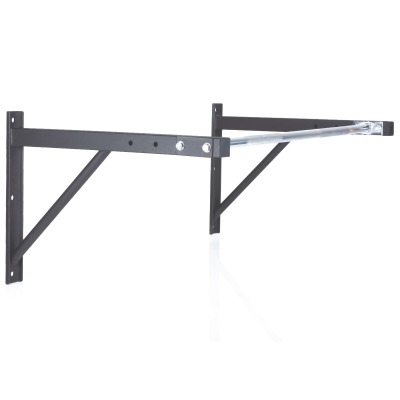 Premium Chin Up Bar väggmonterad räckstång i svart med två triangelformade väggfästen, fristående.