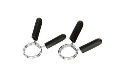 Skivstångslås Spring Collar PRO Pump Set i metall med fjädergrepp och svart handtag.