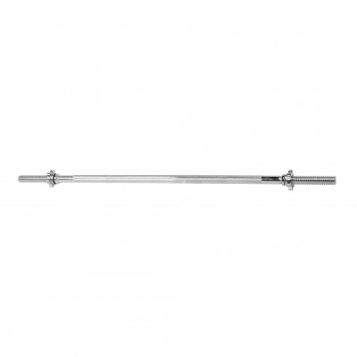 Skivstång 25 mm Snurrlås 150 cm med rak stångform och låsringar i silverfärgad metall.