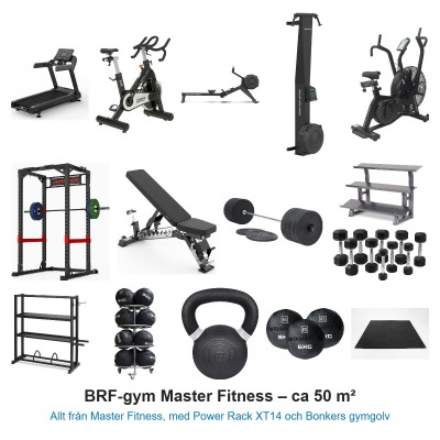 BRF-gym Master Fitness 50 m² – färdigt gympaket för föreningar med Bonkers gymgolv