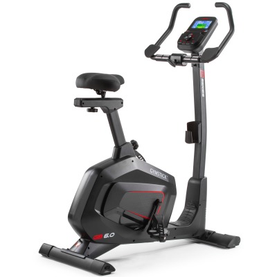 Motionscykel Gymstick GB6.0 sedd i sned vinkel bakifrån med upprätt ram, sadel och styre