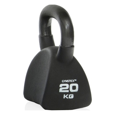 Ergo kettlebell med rund kropp och brett handtag i svart utförande.