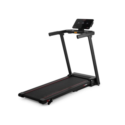 Gymstick GT1.0 löpband med svart ram, plan löpyta och uppfällbart handtag, visat fristående