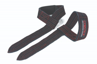 Lifting straps i läder med ögla och förstärkta sömmar i svart utförande.