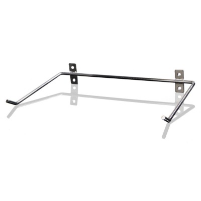 Mat Rack Fixed med horisontell stång och två väggfästen i silverfärgat stål.