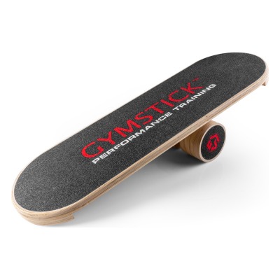Wooden Balance Board balansbräda i trä med svart greppyta och rundad undersida.