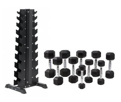 Komplett hantelset inklusive ställ 1-10 kg