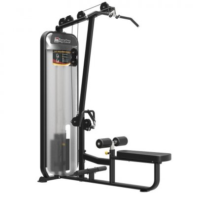 Impulse PL9002 Lat Pulldown Seated Row Black styrkemaskin med viktmagasin, sits och rullkuddar.
