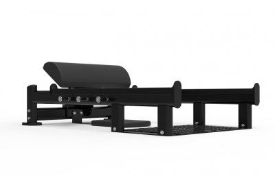 Impulse ITF8613 hip thrust-bänk i svart stål med vadderad ryggdyna och fotplatta.