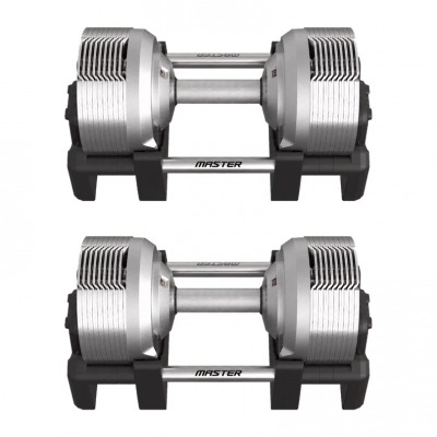 Master Fitness Elite justerbara hantlar 2 × 32,5 kg i silver