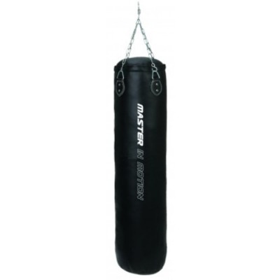 Boxsäck från Master Fitness 120 cm i svart med upphängningskedja, sedd framifrån.
