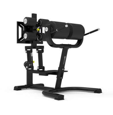 Svart bänk för gluteus maximus även kallad GHD bänk med vit bakgrund