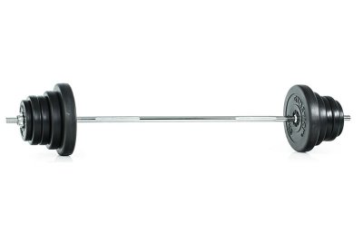 Viktset 50 kg i vinyl med skivstänger, viktskivor och lås i svart utförande.