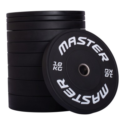 Master Fitness X Fit Set viktskiveset med svarta viktskivor staplade på högkant.